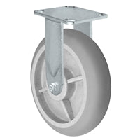 8" x 2" Crowned Thermo Plastic Rubber Wheel - Rigid Caster - 4" x 4-1/2" Plate Size - 600 lbs Capacity