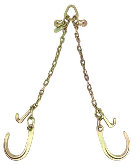 AS-KTC108A 24-Inch V-Bridle Chain with 8" Sport-J & Mini-J Hook Cluster - 4,700lbs Load Capacity for Towing and Recovery