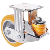 6" x 2" Spring Loaded Rigid Caster - HD Polyurethane on Aluminum Wheel - 1,500 lbs Capacity