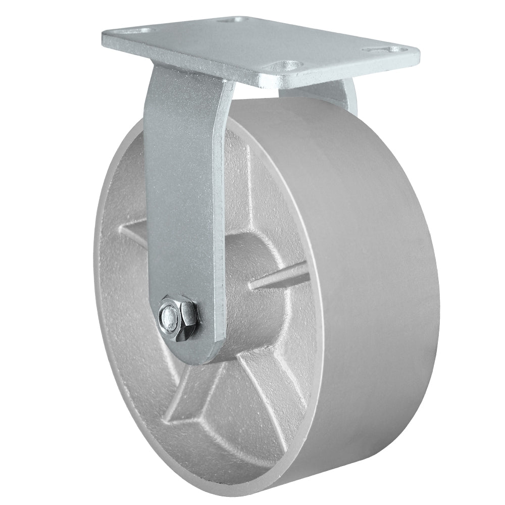 6" x 3" Kingpinless Heavy Duty Rigid Caster - Gray Iron Steel Wheel - 2,500 Lb Cap