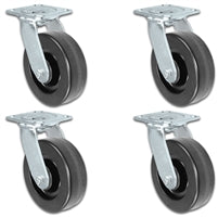 6" x 2" | Swivel Caster Set of 4 | Phenolic Wheel | 3,600 Lbs Capacity