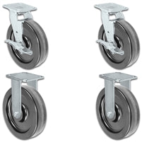 8" x 2" | 2 Swivel Casters with Brakes & 2 Rigid Set of 4 | Phenolic Wheel | 4,000 Lbs Capacity