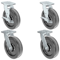 8" x 2" | 2 Swivel Casters with Brakes & 2 Swivels Set of 4 | Phenolic Wheel | 4,000 Lbs Capacity