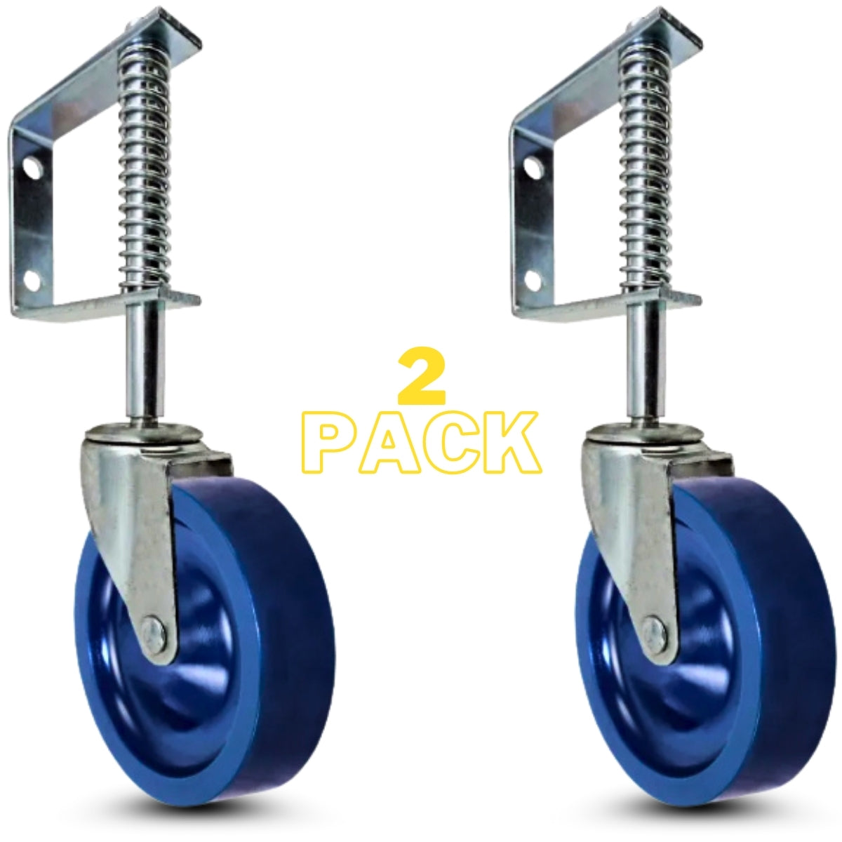 3 in. Spring Loaded Gate Caster | Solid poly Wheels | 140 lb Capacity (2-Pack)