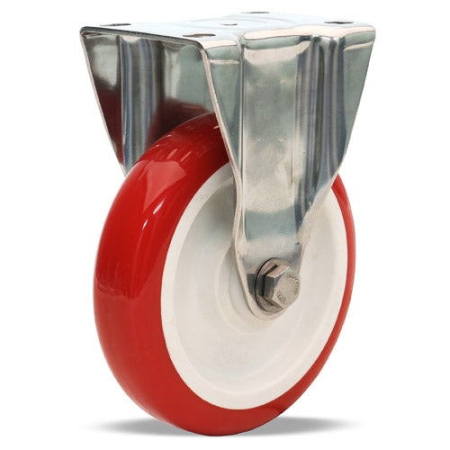 R-STL-5NFZ Hamilton Stainless Steel Rigid Caster - 5" Poly-Tech Polyurethane on Polypropylene Wheel with Delrin Bearing - Industrial-Quality & Durable