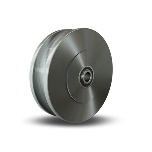 Hamilton U-Grooved 1045 Steel Wheel W-1030-150-FUB-3/4 - 10” Diameter, 3" Face, 3 1/4" Hub Length - Industrial Mobility for Manufacturing & Warehousing