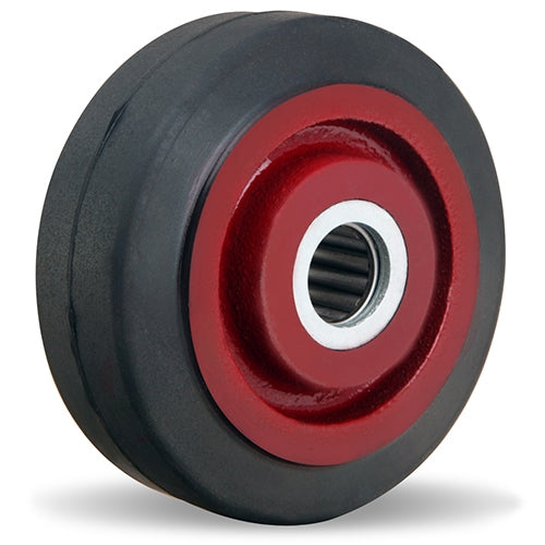 Hamilton W-415-R-5/8 Mold-on Rubber (70A) Wheel - 4" Diam x 1 1/2" Wide on Cast Iron with 5/8" Roller Bearing for Industrial Use