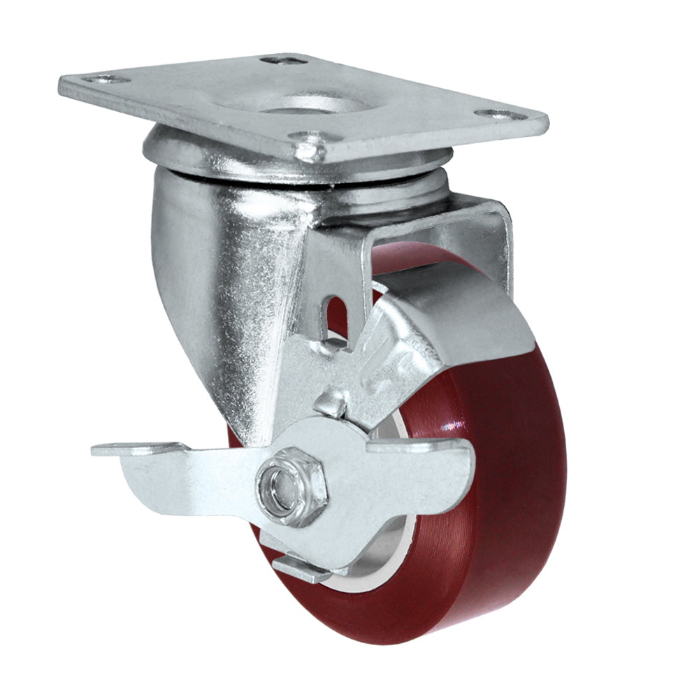 Side brake caster, 3 in. duratough polyurethane wheel (21 Series shown)