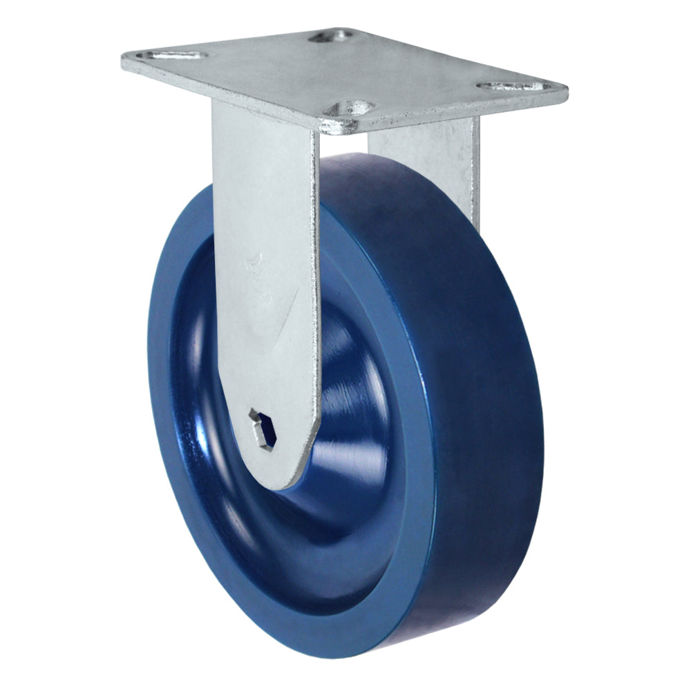 Rigid caster, 5" x 1-1/4" solid polyurethane wheel, Plate 3-1/8 x 4-1/8"
