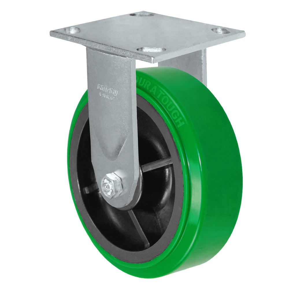 Rigid caster, 6" x 2" polyurethane on glass-filled nylon wheel, Plate 4 x 4-1/2"