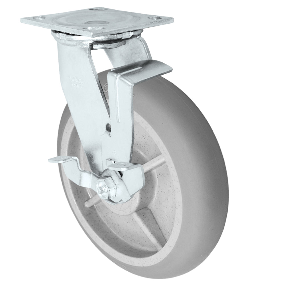 Side brake caster, 8 in. duratek donut rubber wheel (34 Series shown)