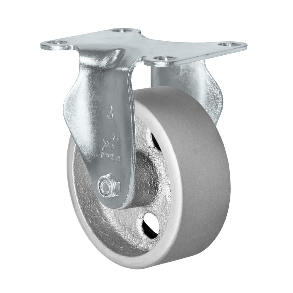 Rigid caster, 3" x 1-1/4" semi-steel wheel, Plate 2-3/8 x 3-5/8" (photo from a matching CasterHQ rigid)