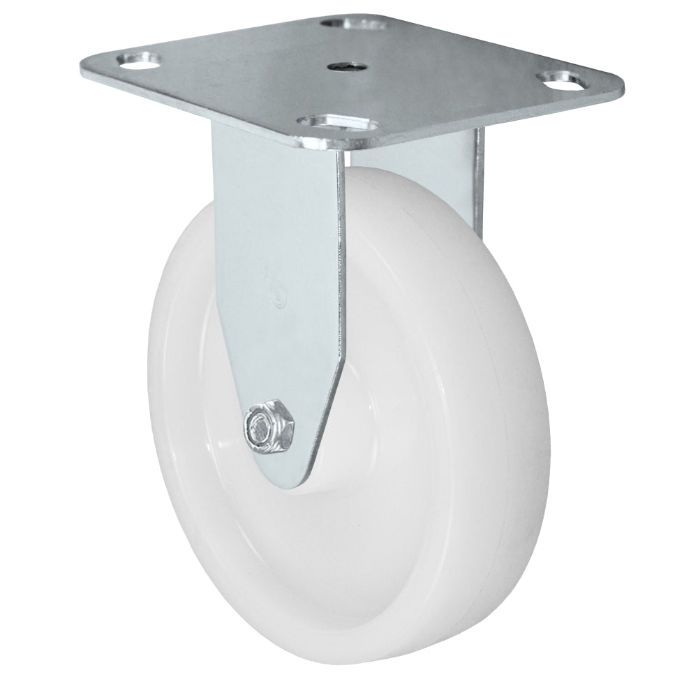 Rigid caster, 5" x 1-1/4" nylon wheel, Plate 2-3/8 x 3-5/8"