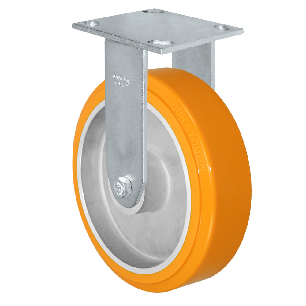 Rigid caster, 8" x 2" polyurethane on aluminum wheel, Plate 4 x 4-1/2"