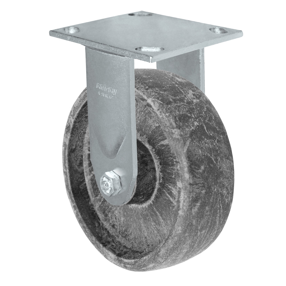 Rigid caster, 4" x 2" high-temp glass-filled nylon wheel, Plate 4 x 4-1/2" (photo from a matching CasterHQ rigid)