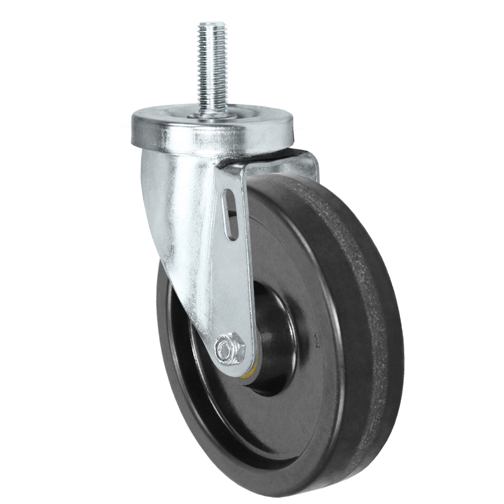 Swivel caster, 5" x 1-1/4" phenolic wheel, Threaded stem 1/2-13 x 1-1/2" (zinc-plated 24 Series shown)