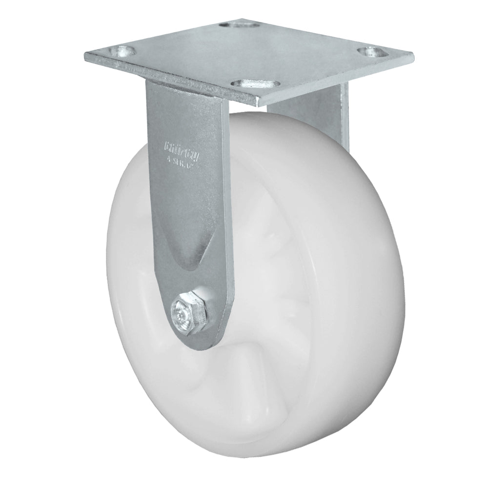 Rigid caster, 6" x 2" nylon wheel, Plate 4 x 4-1/2"