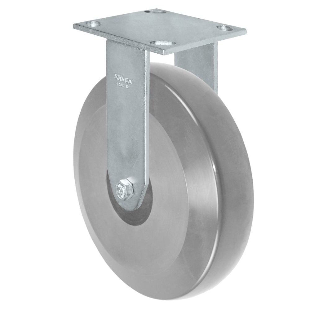 Rigid caster, 8" x 2" hd solid polyurethane wheel, Plate 4 x 4-1/2"