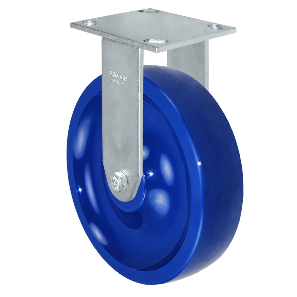 Rigid caster, 8" x 2" solid polyurethane wheel, Plate 4 x 4-1/2"