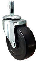 2-1/2" Swivel Stem Caster | Black Hard Rubber Wheel | Threaded Stem 3/8"-16 x 1" | 100 lbs Capacity