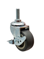 2" Stem Caster | Non-Marking Thermo Rubber Wheel | Threaded Stem 3/8"-16 x 1" | 90 lbs Capacity