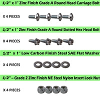 1/2" Caster Plate Mounting Hardware Combo Pack - 4 Pieces of Each