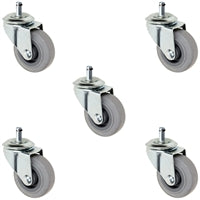 2" Gray Rubber Caster set of 5 - 80 lbs Capacity Per Caster