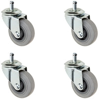 2" Gray Rubber Caster Set of 4 - 320lbs Capacity Per Set of 4