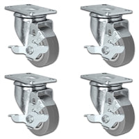 3" X 1.25" Thermo Plastic Rubber Caster Set of 4 - All Swivel Locking Casters - 900 lbs Capacity Per Set