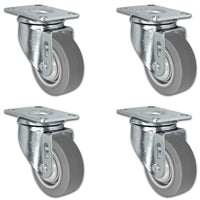 3" X 1.25" Thermo Plastic Rubber Caster Set of 4 - All Swivel Casters - 900 lbs Capacity Per Set