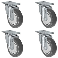 3" X 1.25" Gray Polyurethane on Polyolefin Caster Set of 4 - All Swivel Casters - 1,000 lbs Capacity Per Set