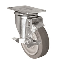 4" X 1.25" Light Duty TPR FX Formula XS Rubber Wheel - Swivel Caster with Top Locking Brake- 300 lbs Capacity