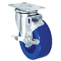 4" Solid Polyurethane Wheel | Swivel Caster with Top Locking Brake | Plate Size: 2-3/8" x 3-5/8" | 350 lbs Capacity