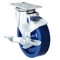 5" Solid Polyurethane Wheel | Swivel Caster with Top Locking Brake | Plate Size: 2-3/8" x 3-5/8" | 350 lbs Capacity