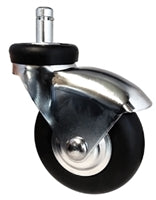 3" Premium Black Neoprene Rubber Wheel Chair Caster - 110 lbs Capacity