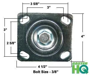 4" x 2" Crowned Thermo Plastic Rubber Wheel - Rigid Caster - 4" x 4-1/2" Plate Size - 300 lbs Capacity