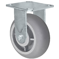 5" x 2" Crowned Thermo Plastic Rubber Wheel - Rigid Caster - 4" x 4-1/2" Plate Size - 500 lbs Capacity