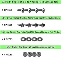 3/8" Caster Plate Mounting Hardware Combo Pack - 4 Pieces of Each