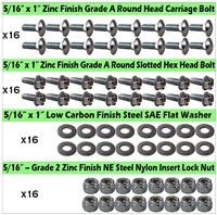 5/16" Caster Plate Mounting Hardware Combo Pack - 16 Pieces of Each