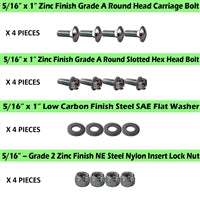 5/16" Caster Plate Mounting Hardware Combo Pack - 4 Pieces of Each