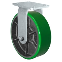 10" x 3" Heavy Duty Rigid Caster - Green Polyurethane on Steel Wheel - 2,500 lbs Capacity Per Caster