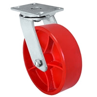 10" x 3" Heavy Duty Swivel Caster - Red Ductile Steel Wheel - 2,500 lbs Capacity Per Caster