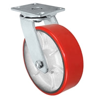 10" x 3" Heavy Duty Swivel Caster - Red Polyurethane on Steel Wheel - 2,500 lbs Capacity Per Caster