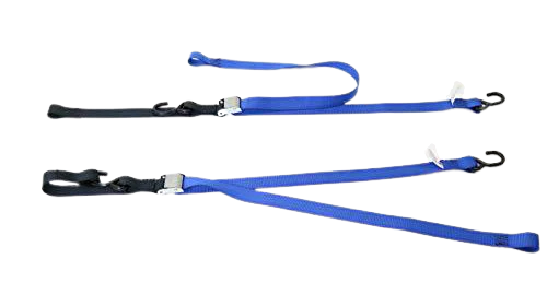 1.5" x 6' Blue and Gray Motorcycle Tie Down Cam Buckle Straps - Tough Durable Webbing