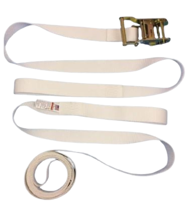 1.5" x 15' White Tent Ratchet Straps with Sewn Loops