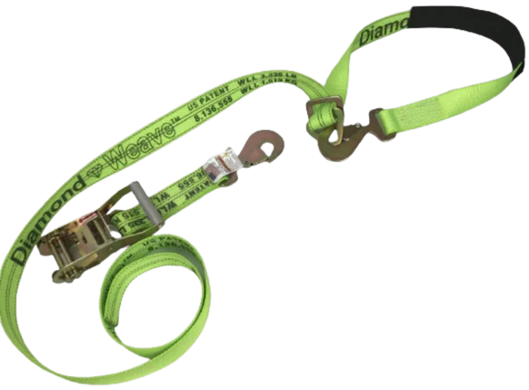 2" x 10' Diamond Weave Axle Strap Combo with Flat Snap Hooks - 3,333 lbs WLL