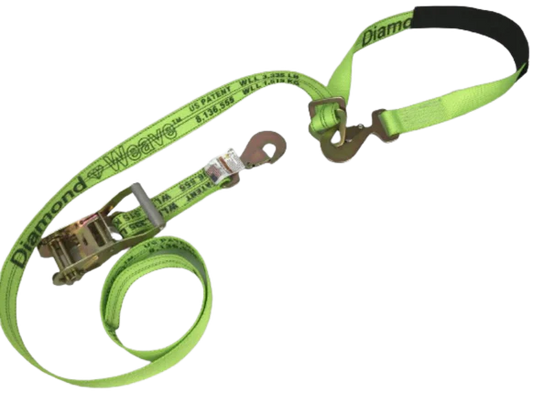 2" x 10' Diamond Weave Axle Strap Combo with Flat Snap Hooks - 3,333 lbs WLL