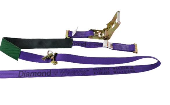 2" x 10' Diamond Weave Ratchet Strap with 2,000 lbs Load Capacity - Secure Heavy Loads with A-2X11RSEH-AUTO Low Profile Sleeve