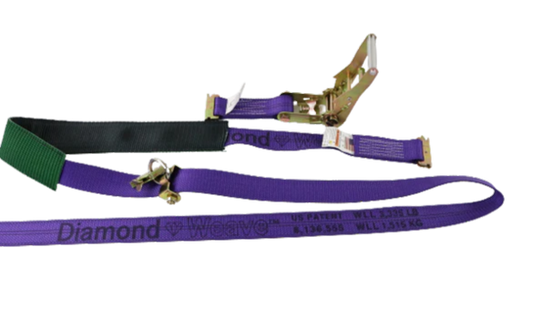 2" x 10' Diamond Weave Ratchet Strap with 2,000 lbs Load Capacity - Secure Heavy Loads with A-2X11RSEH-AUTO Low Profile Sleeve