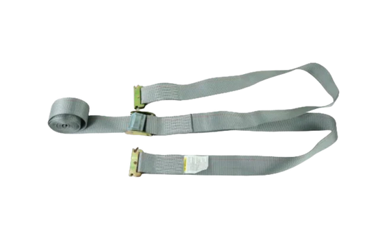 2" x 16' Grey Interior Van Cargo Strap with Cam Buckle and E-Track Fittings - 870 lbs Safe Working Load